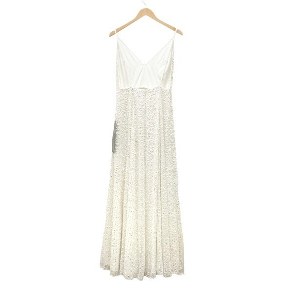 NWT ASOS Ivory Sequined Beaded Josie Backless Cami Maxi Wedding Dress Size 6 NEW - Picture 5 of 16
